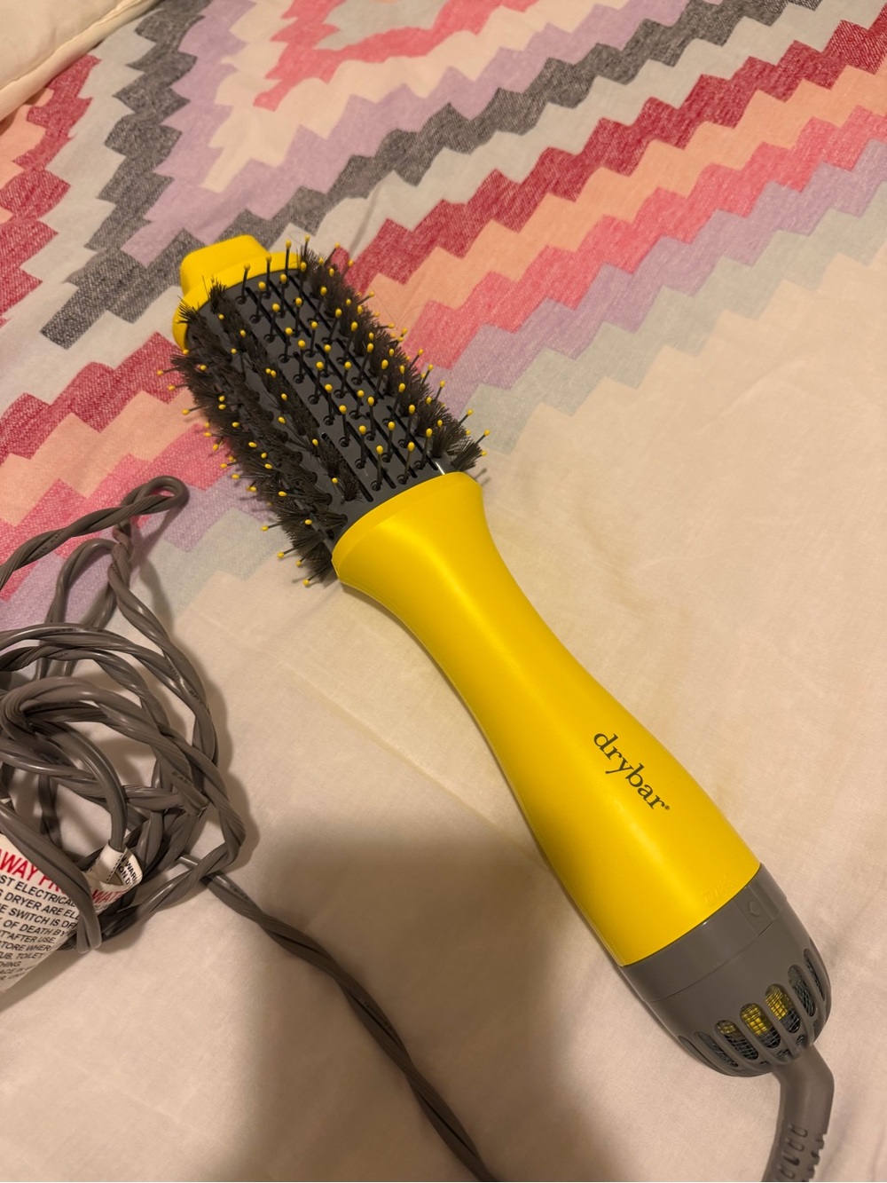 Drybar Yellow Hot Air Styling Brush with Gray Accents